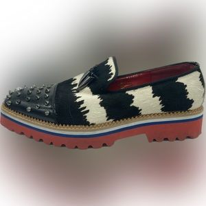 Men’s Black White Cap Toe Spikes Slip On Fiesso by Aurelio Garcia size 8